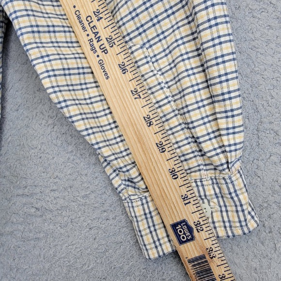 Abercrombie Fitch Shirt Mens L Yellow Blue Long Sleeve Plaid Preppy Business Y2K - Picture 4 of 12